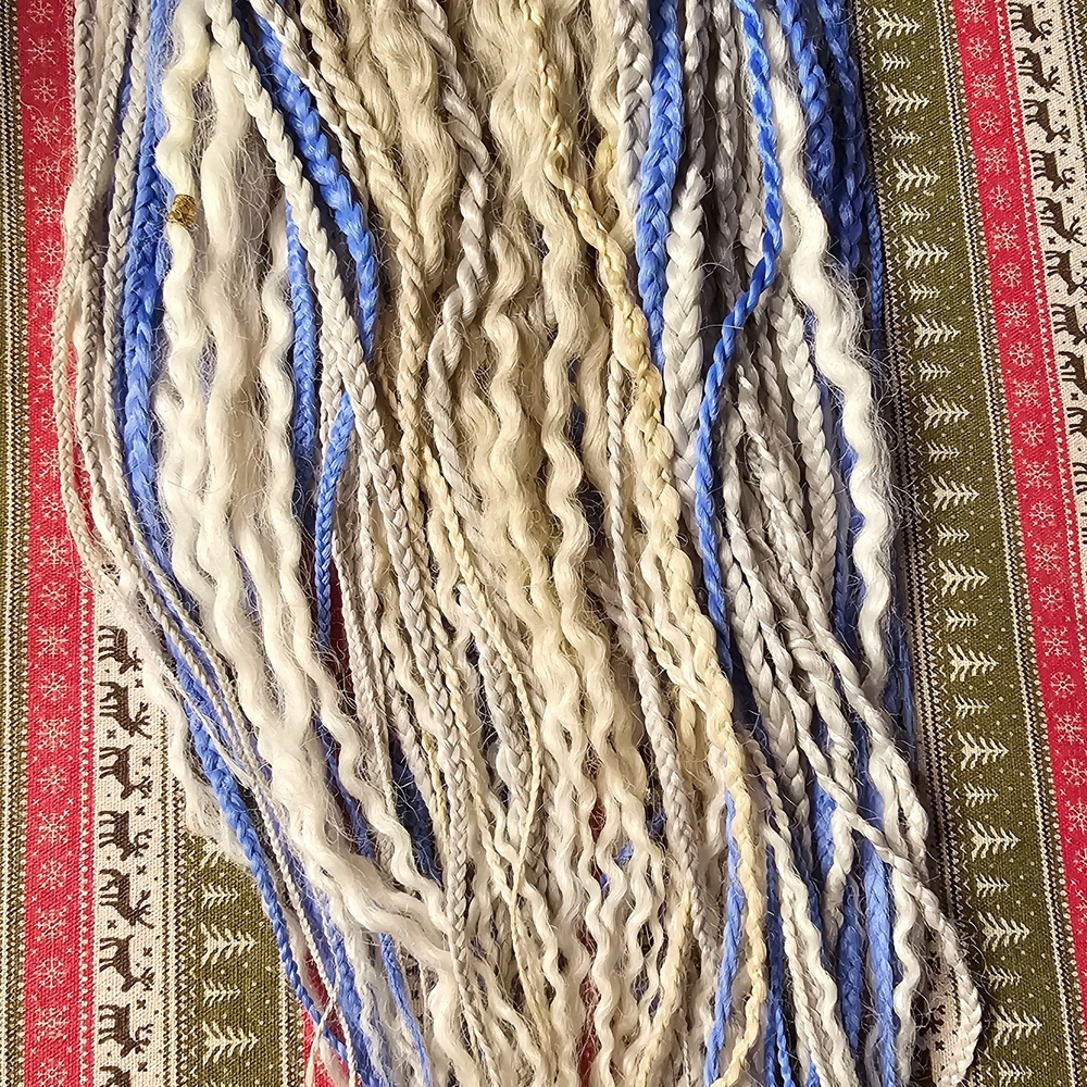 Braided Blonde and Blue Hair Extensions